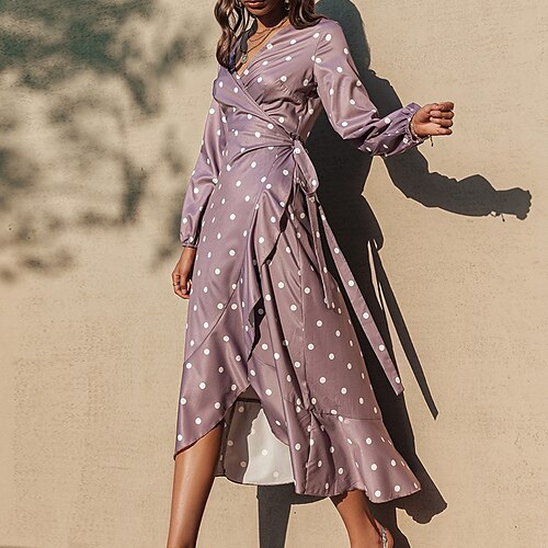Women's Swing Dress Maxi long Dress Purple Pink Long Sleeve Floral Polka Dot Ruched Ruffle Print Spring Summer V Neck Elegant Vacation 2022 S M L XL
Women's Swing Dress Maxi long Dress Purple Pink Long Sleeve Floral Polka Dot Ruched Ruffle Print Spring Summer V Neck Elegant Vacation 2022 S M L XL
