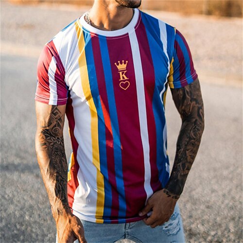 Men's Unisex T shirt 3D Print Striped Graphic Crew Neck Street Daily Print Short Sleeve Tops Casual Designer Big and Tall Sports Blue Yellow
Men's Unisex T shirt 3D Print Striped Graphic Crew Neck Street Daily Print Short Sleeve Tops Casual Designer Big and Tall Sports Blue Yellow
