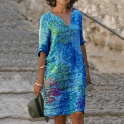 Women's Shift Dress Knee Length Dress Wine Light Blue Half Sleeve Floral Print Spring Summer V Neck Elegant Casual Vacation 2022 S M L XL XXL 3XL 4XL 5XL
Women's Shift Dress Knee Length Dress Wine Light Blue Half Sleeve Floral Print Spring Summer V Neck Elegant Casual Vacation 2022 S M L XL XXL 3XL 4XL 5XL