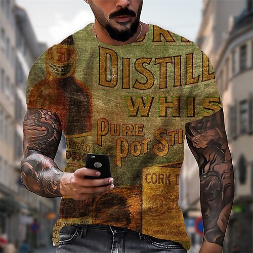 Men's T shirt 3D Print Graphic Beer Letter Crew Neck Casual Daily Print Short Sleeve Tops Fashion Vintage Designer Big and Tall Green
Men's T shirt 3D Print Graphic Beer Letter Crew Neck Casual Daily Print Short Sleeve Tops Fashion Vintage Designer Big and Tall Green
