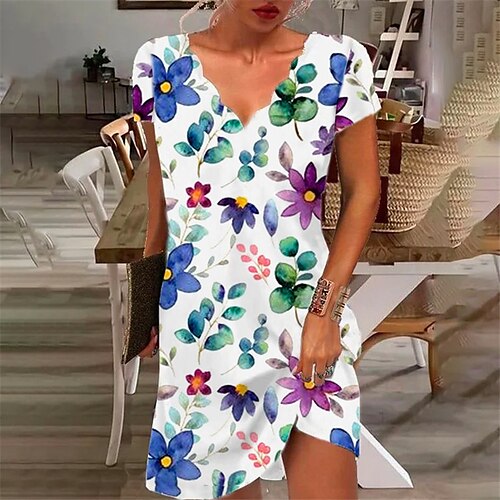 Women's Casual Dress Mini Dress Green Black Pink Short Sleeve Floral Print Spring Summer V Neck Loose Fit 2022 S M L XL XXL 3XL
Women's Casual Dress Mini Dress Green Black Pink Short Sleeve Floral Print Spring Summer V Neck Loose Fit 2022 S M L XL XXL 3XL