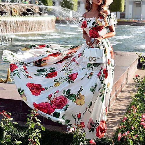 Women's A Line Dress Maxi long Dress White Short Sleeve Floral Ruffle Print Spring Summer Off Shoulder Stylish Work Elegant 2022 S M L XL
Women's A Line Dress Maxi long Dress White Short Sleeve Floral Ruffle Print Spring Summer Off Shoulder Stylish Work Elegant 2022 S M L XL