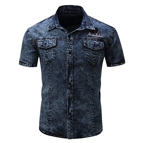 Men's Shirt Denim Shirt Solid Color Turndown Black Blue Outdoor Street Short Sleeve Denim Clothing Apparel Cotton Streetwear Pocket
Men's Shirt Denim Shirt Solid Color Turndown Black Blue Outdoor Street Short Sleeve Denim Clothing Apparel Cotton Streetwear Pocket