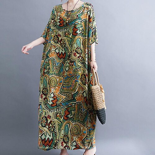 Women's Shift Dress Maxi long Dress Green Blue Red Short Sleeve Print Print Summer Crew Neck Vintage Linen L XL
Women's Shift Dress Maxi long Dress Green Blue Red Short Sleeve Print Print Summer Crew Neck Vintage Linen L XL