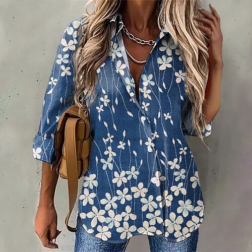 Women's Blouse Shirt Green Blue Pink Floral Button Print Long Sleeve Daily Weekend Streetwear Casual Shirt Collar Regular Floral S
Women's Blouse Shirt Green Blue Pink Floral Button Print Long Sleeve Daily Weekend Streetwear Casual Shirt Collar Regular Floral S