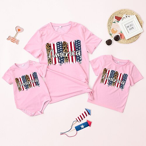 Family Look American National Day T shirt Tops Leopard Star Letter Causal Print Pink Short Sleeve Casual Matching Outfits
Family Look American National Day T shirt Tops Leopard Star Letter Causal Print Pink Short Sleeve Casual Matching Outfits
