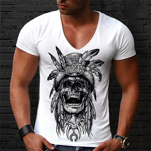 Herre T-shirt Grafisk Dødningehoveder 100% Bomull V-hals Gade Afslappet Kortærmet Trykt mønster Tøj 100 % bomuld Sport Mode Bekvem
Herre T-shirt Grafisk Dødningehoveder 100% Bomull V-hals Gade Afslappet Kortærmet Trykt mønster Tøj 100 % bomuld Sport Mode Bekvem