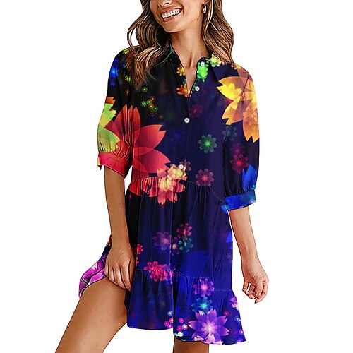 Women's Shirt Dress Short Mini Dress Blue Rainbow Light Blue Half Sleeve Print Print Spring Summer Shirt Collar Casual Vacation 2022 S M L XL XXL / 3D Print
Women's Shirt Dress Short Mini Dress Blue Rainbow Light Blue Half Sleeve Print Print Spring Summer Shirt Collar Casual Vacation 2022 S M L XL XXL / 3D Print