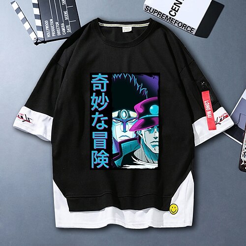 Inspired by JoJo's Bizarre Adventure Jotaro Kujo T-shirt Cartoon 100% Polyester Anime Fake two piece Harajuku Street Style T-shirt For Men's / Women's / Couple's
Inspired by JoJo's Bizarre Adventure Jotaro Kujo T-shirt Cartoon 100% Polyester Anime Fake two piece Harajuku Street Style T-shirt For Men's / Women's / Couple's