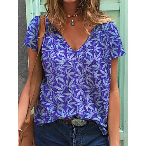 Women's T shirt Tee Green Purple Light Green Leaf Tie Dye Print Short Sleeve Casual Weekend Basic V Neck Regular Floral Painting S / 3D Print
Women's T shirt Tee Green Purple Light Green Leaf Tie Dye Print Short Sleeve Casual Weekend Basic V Neck Regular Floral Painting S / 3D Print