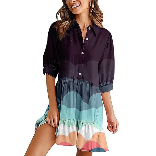 Women's Shirt Dress Short Mini Dress Blue Pink Light Blue Half Sleeve Print Color Block Print Spring Summer Shirt Collar Casual Vacation 2022 S M L XL XXL / 3D Print
Women's Shirt Dress Short Mini Dress Blue Pink Light Blue Half Sleeve Print Color Block Print Spring Summer Shirt Collar Casual Vacation 2022 S M L XL XXL / 3D Print