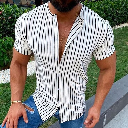 Men's Shirt Hot Stamping Striped Graphic Stand Collar Street Casual Button-Down Print Short Sleeve Tops Fashion Classic Comfortable Big and Tall White Black Yellow
Men's Shirt Hot Stamping Striped Graphic Stand Collar Street Casual Button-Down Print Short Sleeve Tops Fashion Classic Comfortable Big and Tall White Black Yellow
