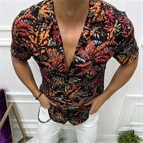 Men's Shirt Print Leaves Turndown Street Casual Button-Down Short Sleeve Tops Casual Fashion Breathable Comfortable Black
Men's Shirt Print Leaves Turndown Street Casual Button-Down Short Sleeve Tops Casual Fashion Breathable Comfortable Black