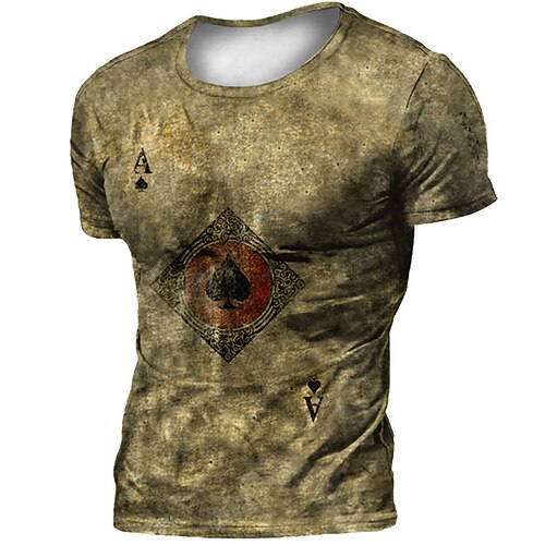Men's Unisex T shirt 3D Print Graphic Prints Poker Crew Neck Street Daily Print Short Sleeve Tops Casual Vintage Designer Big and Tall Khaki
Men's Unisex T shirt 3D Print Graphic Prints Poker Crew Neck Street Daily Print Short Sleeve Tops Casual Vintage Designer Big and Tall Khaki