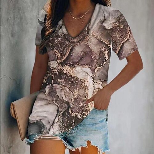 Mujer Camiseta Gris Graphic Galaxia Retazos Estampado Manga Corta Casual Deportes Estilo playero Escote en Pico Regular Geométrico adj. Pintura S
Mujer Camiseta Gris Graphic Galaxia Retazos Estampado Manga Corta Casual Deportes Estilo playero Escote en Pico Regular Geométrico adj. Pintura S