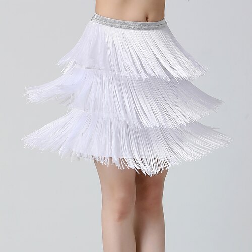 

Belly Dance Latin Dance Skirts Tassel Pure Color Splicing Women's Training Performance High Spandex