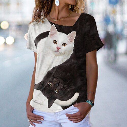 T shirt Tee Femme Marron Chat 3D Imprimer Manche Courte Casual Fin de semaine basique Col V Normal Standard Chat 3D Peinture S
T shirt Tee Femme Marron Chat 3D Imprimer Manche Courte Casual Fin de semaine basique Col V Normal Standard Chat 3D Peinture S