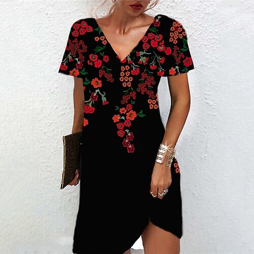 Women's A Line Dress Short Mini Dress Black Short Sleeve Floral Print Spring Summer V Neck Casual Vacation 2022 S M L XL XXL 3XL
Women's A Line Dress Short Mini Dress Black Short Sleeve Floral Print Spring Summer V Neck Casual Vacation 2022 S M L XL XXL 3XL
