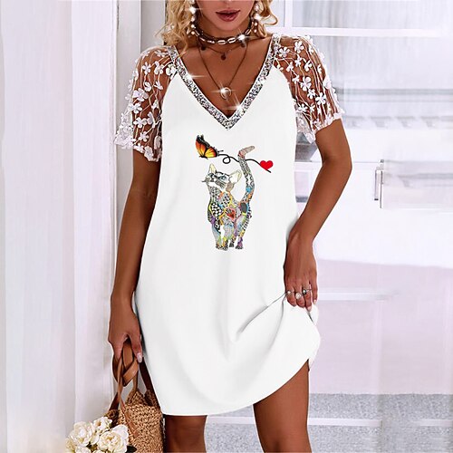 Women's Casual Dress Short Mini Dress Light Pink White Pink Beige Short Sleeve Animal Patchwork Print Spring Summer V Neck Casual 2022 S M L XL XXL 3XL
Women's Casual Dress Short Mini Dress Light Pink White Pink Beige Short Sleeve Animal Patchwork Print Spring Summer V Neck Casual 2022 S M L XL XXL 3XL