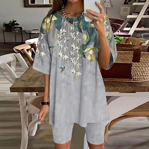 Women's Loungewear Sets Nighty 2 Pieces Flower Comfort Sweet Home Daily Polyester Crew Neck Half Sleeve Spring Summer Gray
Women's Loungewear Sets Nighty 2 Pieces Flower Comfort Sweet Home Daily Polyester Crew Neck Half Sleeve Spring Summer Gray