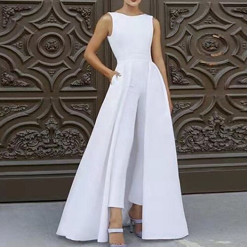 Women's Jumpsuit Pocket Solid Color Crew Neck Elegant Party Going out Regular Fit Sleeveless White S M L Spring
Women's Jumpsuit Pocket Solid Color Crew Neck Elegant Party Going out Regular Fit Sleeveless White S M L Spring