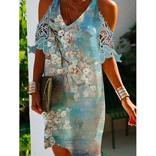 Women's A Line Dress Short Mini Dress Light Blue Half Sleeve Floral Ruched Lace Print Spring Summer V Neck Elegant Casual 2022 S M L XL XXL
Women's A Line Dress Short Mini Dress Light Blue Half Sleeve Floral Ruched Lace Print Spring Summer V Neck Elegant Casual 2022 S M L XL XXL