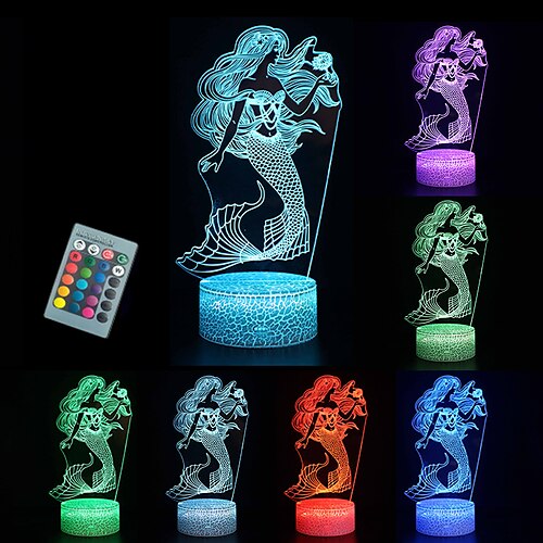 Lampada da notte a sirena 3d 16 colori che cambiano con telecomando per bambini giocattoli sirena regali di compleanno per ragazze donne
Lampada da notte a sirena 3d 16 colori che cambiano con telecomando per bambini giocattoli sirena regali di compleanno per ragazze donne
