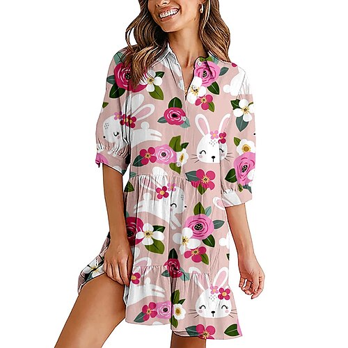 Women's Shirt Dress Short Mini Dress Light Pink Pink Fuchsia Half Sleeve Floral Print Print Spring Summer Shirt Collar Casual Vacation 2022 S M L XL XXL / 3D Print
Women's Shirt Dress Short Mini Dress Light Pink Pink Fuchsia Half Sleeve Floral Print Print Spring Summer Shirt Collar Casual Vacation 2022 S M L XL XXL / 3D Print