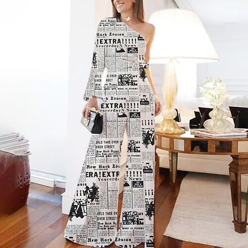 Women's Jumpsuit Backless Letter One Shoulder Elegant Party Regular Fit Long Sleeve Beige S M L Spring
Women's Jumpsuit Backless Letter One Shoulder Elegant Party Regular Fit Long Sleeve Beige S M L Spring