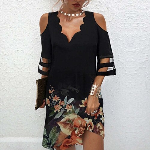 Women's A Line Dress Short Mini Dress Brown 3/4 Length Sleeve Floral Cold Shoulder Print Spring Summer V Neck Casual 2022 S M L XL XXL 3XL
Women's A Line Dress Short Mini Dress Brown 3/4 Length Sleeve Floral Cold Shoulder Print Spring Summer V Neck Casual 2022 S M L XL XXL 3XL