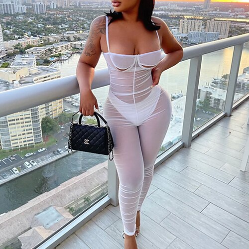 Women's Jumpsuit Backless Solid Color Square Neck Active Home Sport Regular Fit Sleeveless Blue White Black S M L Spring
Women's Jumpsuit Backless Solid Color Square Neck Active Home Sport Regular Fit Sleeveless Blue White Black S M L Spring