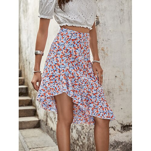 Women's Fashion Knee Length Skirts Holiday Vacation Floral / Botanical Ruffle Orange S M L
Women's Fashion Knee Length Skirts Holiday Vacation Floral / Botanical Ruffle Orange S M L