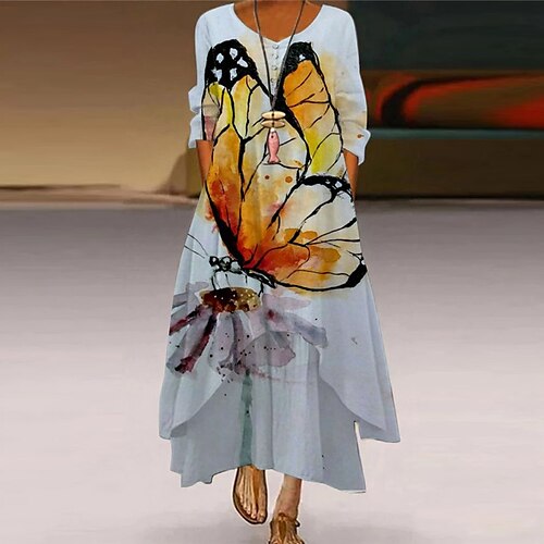 Women's A Line Dress Maxi long Dress Green Blue Gray Beige Long Sleeve Print Butterfly Animal Pocket Button Print Spring Summer Round Neck Elegant Casual Vacation 2022 S M L XL XXL 3XL 4XL 5XL
Women's A Line Dress Maxi long Dress Green Blue Gray Beige Long Sleeve Print Butterfly Animal Pocket Button Print Spring Summer Round Neck Elegant Casual Vacation 2022 S M L XL XXL 3XL 4XL 5XL