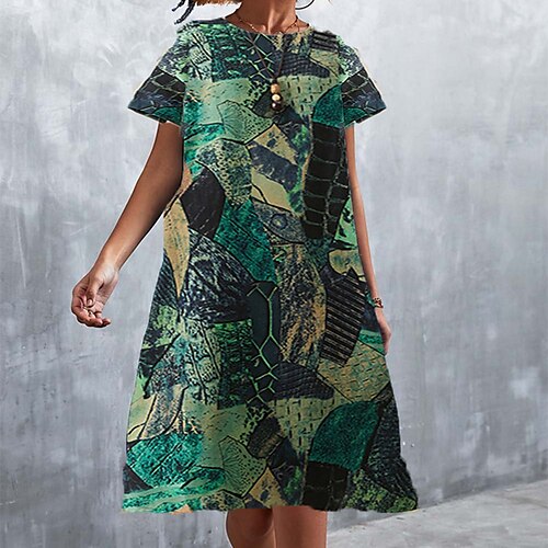 Women's Shift Dress Knee Length Dress Green Brown Short Sleeve Print Print Spring Summer Crew Neck Casual Loose 2022 S M L
Women's Shift Dress Knee Length Dress Green Brown Short Sleeve Print Print Spring Summer Crew Neck Casual Loose 2022 S M L