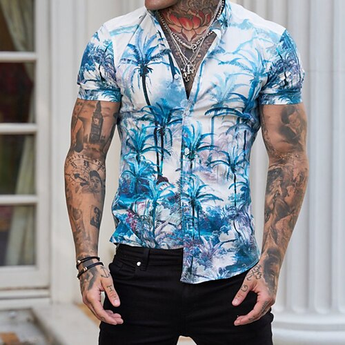 Men's Shirt Palm Leaf Turndown Casual Daily Button-Down Print Short Sleeve Tops Casual Fashion Comfortable Sports Blue
Men's Shirt Palm Leaf Turndown Casual Daily Button-Down Print Short Sleeve Tops Casual Fashion Comfortable Sports Blue