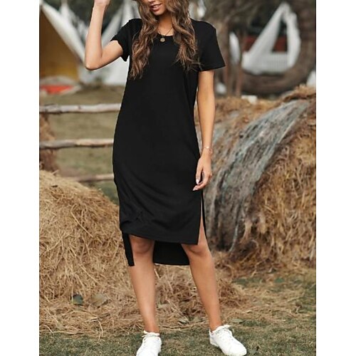 Women's A Line Dress Knee Length Dress Green Black Short Sleeve Solid Color Ruched Spring Summer Crew Neck Elegant Casual 2022 S M L XL XXL 3XL
Women's A Line Dress Knee Length Dress Green Black Short Sleeve Solid Color Ruched Spring Summer Crew Neck Elegant Casual 2022 S M L XL XXL 3XL
