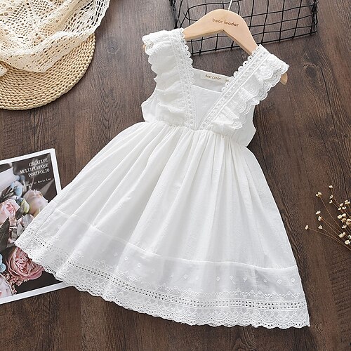 Kids Toddler Little Girls' Dress Solid Colored A Line Dress Daily Vacation Ruffle Patchwork Hole White Cotton Above Knee Sleeveless Cute Dresses Summer Regular Fit 2-8 Years
Kids Toddler Little Girls' Dress Solid Colored A Line Dress Daily Vacation Ruffle Patchwork Hole White Cotton Above Knee Sleeveless Cute Dresses Summer Regular Fit 2-8 Years