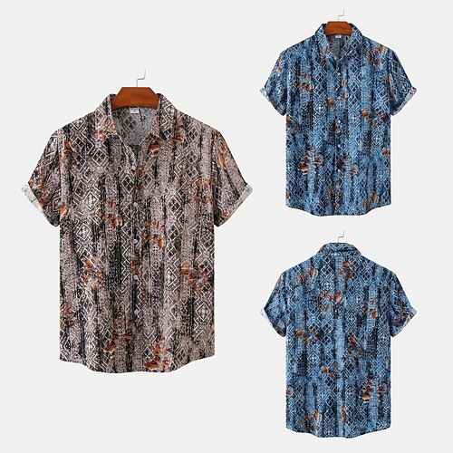 Men's Shirt Geometry Plus Size Turndown Holiday Print Short Sleeve Tops 2pcs Beach Blue Gray / Summer
Men's Shirt Geometry Plus Size Turndown Holiday Print Short Sleeve Tops 2pcs Beach Blue Gray / Summer
