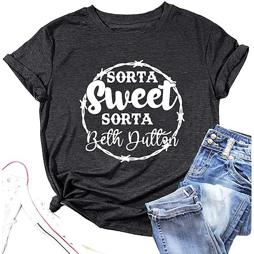 Women's Painting T shirt Graphic Text Print Round Neck Basic Tops White Black Gray
Women's Painting T shirt Graphic Text Print Round Neck Basic Tops White Black Gray
