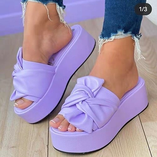 Women's Slippers Plus Size Outdoor Slippers Platform Slippers Flat Heel Round Toe Casual Daily Walking Shoes PU Leather Loafer Spring Summer Solid Colored White Black Purple
Women's Slippers Plus Size Outdoor Slippers Platform Slippers Flat Heel Round Toe Casual Daily Walking Shoes PU Leather Loafer Spring Summer Solid Colored White Black Purple