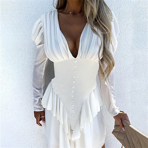Women's Shift Dress Short Mini Dress White Black Wine Yellow Long Sleeve Pure Color Ruched Ruffle Spring Summer V Neck Stylish Work Elegant 2022 S M L XL XXL
Women's Shift Dress Short Mini Dress White Black Wine Yellow Long Sleeve Pure Color Ruched Ruffle Spring Summer V Neck Stylish Work Elegant 2022 S M L XL XXL