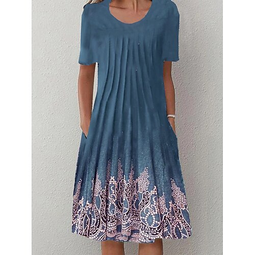 Women's A Line Dress Knee Length Dress Green Blue Royal Blue Short Sleeve Print Ruched Print Spring Summer Crew Neck Basic Casual 2022 S M L XL XXL 3XL
Women's A Line Dress Knee Length Dress Green Blue Royal Blue Short Sleeve Print Ruched Print Spring Summer Crew Neck Basic Casual 2022 S M L XL XXL 3XL