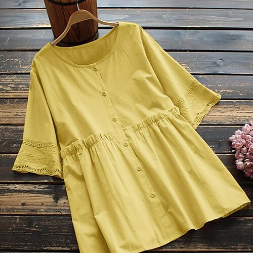 Femme Grande taille Hauts Chemisier T-shirt Plein Dentelle Manches Courtes Ras du cou Vêtement de rue Vacances Sortie Coton Printemps Eté Blanche Rose Claire / Grande Taille / Grande Taille
Femme Grande taille Hauts Chemisier T-shirt Plein Dentelle Manches Courtes Ras du cou Vêtement de rue Vacances Sortie Coton Printemps Eté Blanche Rose Claire / Grande Taille / Grande Taille