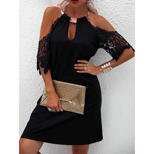 Women's A Line Dress Short Mini Dress Black Half Sleeve Solid Color Ruched Lace Spring Summer Crew Neck Elegant Casual 2022 S M L XL XXL 3XL
Women's A Line Dress Short Mini Dress Black Half Sleeve Solid Color Ruched Lace Spring Summer Crew Neck Elegant Casual 2022 S M L XL XXL 3XL