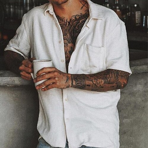 Men's Shirt Solid Color Turndown Casual Daily Button-Down Short Sleeve Tops Casual Fashion Comfortable Sports White
Men's Shirt Solid Color Turndown Casual Daily Button-Down Short Sleeve Tops Casual Fashion Comfortable Sports White
