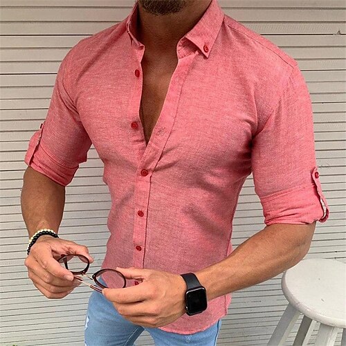 Men's Shirt Solid Color Turndown Street Casual Button-Down Long Sleeve Tops Fashion Classic Comfortable Big and Tall Pink
Men's Shirt Solid Color Turndown Street Casual Button-Down Long Sleeve Tops Fashion Classic Comfortable Big and Tall Pink