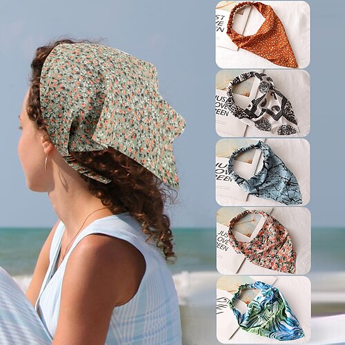 

1pc Women's Headbands Bandana Hair Scarf For Street Gift Holiday Head Handmade Fabric Green Black Blue