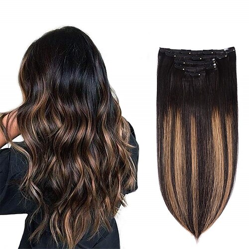 Remy Clip in Hair Extensions Human Hair Natural Black to Chestnut Brown Highlight Black Ombre Silky Straight 5 Pcs/pack 100g Short Thick Real Hair Extensions for Women
Remy Clip in Hair Extensions Human Hair Natural Black to Chestnut Brown Highlight Black Ombre Silky Straight 5 Pcs/pack 100g Short Thick Real Hair Extensions for Women