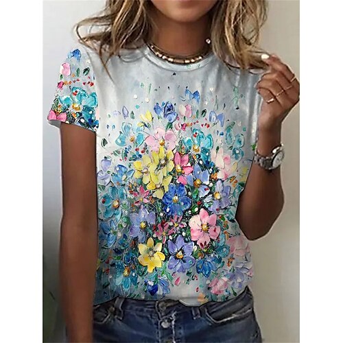 Women's Floral Theme T shirt Floral Plants Round Neck Basic Tops Rainbow / 3D Print
Women's Floral Theme T shirt Floral Plants Round Neck Basic Tops Rainbow / 3D Print