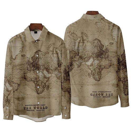Men's Shirt 3D Print Map Collar Street Casual Long Sleeve Tops Fashion Vintage Classic Brown
Men's Shirt 3D Print Map Collar Street Casual Long Sleeve Tops Fashion Vintage Classic Brown